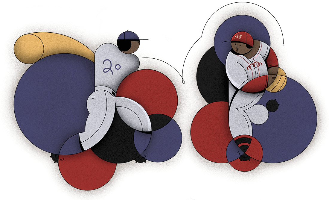 stylized batter and pitcher illustration